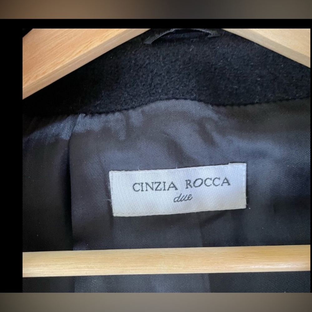 Cinzia Rocca Angora & Wool Long Black Luxury Overcoat - Picture 4 of 7